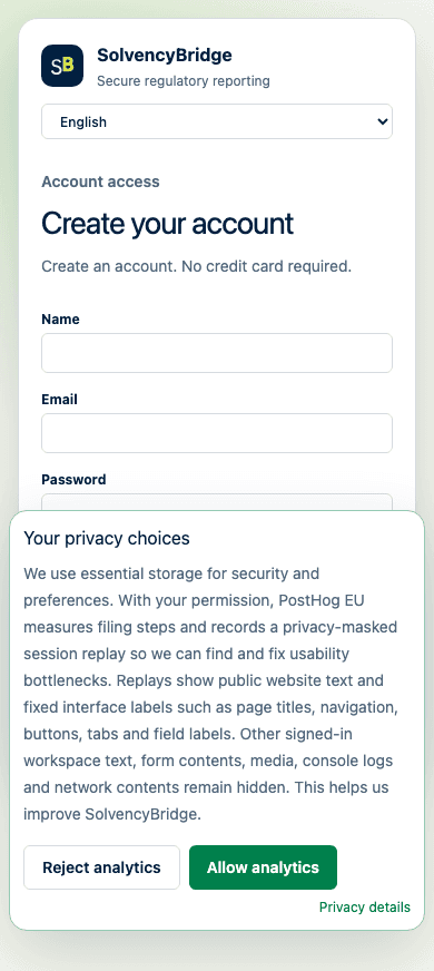 Mobile privacy choices showing the analytics explanation and both choices before a decision.