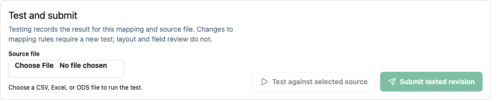 File recovery beside the mapping test controls